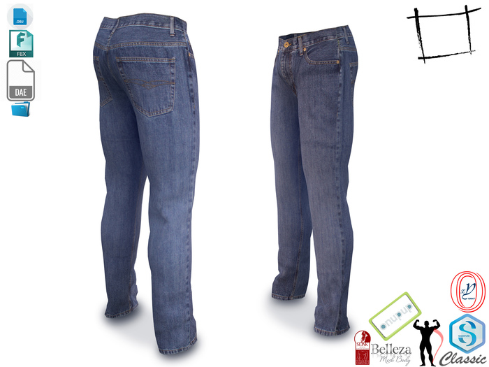  Dae Obj FBX Fashion Essentials Men's Regular Blue Jeans Signature Gianni, Gamit, Adin, Jake, Slink