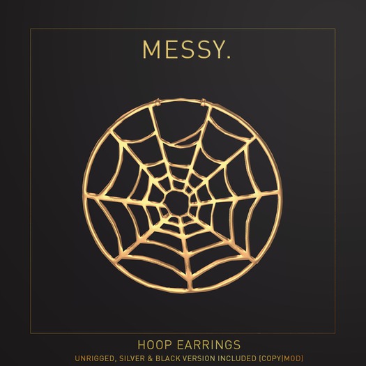Messy. Hoop Earrings Spiderweb