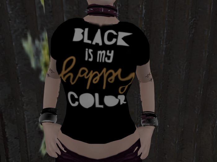 Women's Fitted Black Is My Happy Color Graphic Tee