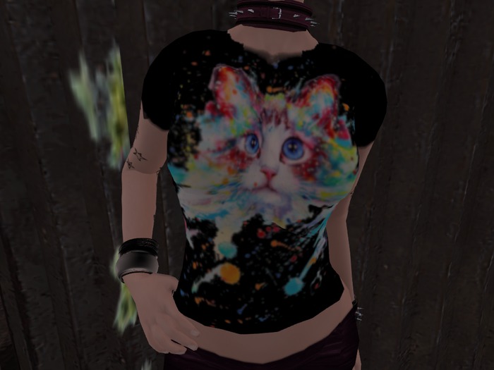 Women's Fitted Splatter Cat Graphic Tee