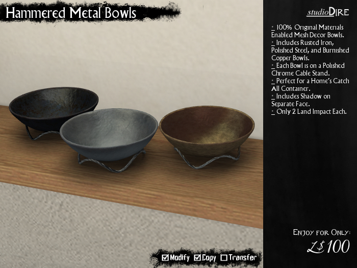 /studioDire/ Hammered Metal Bowls