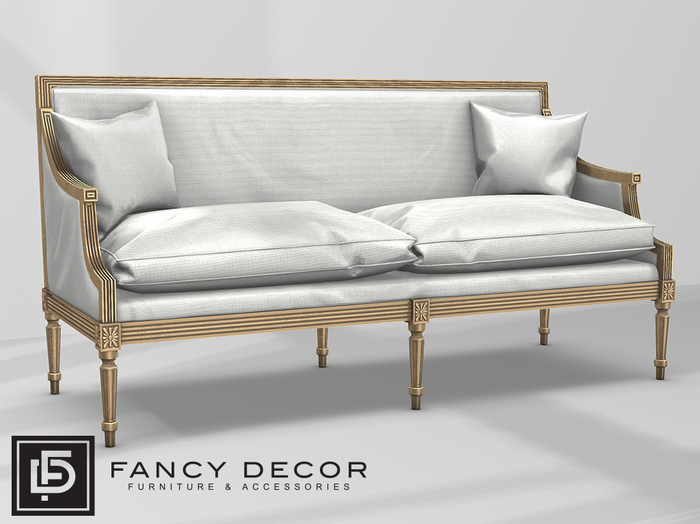 Fancy Decor: Faline Sofa  - Gold & White (pg)