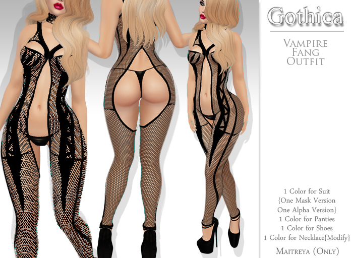 {Gothica} Vampire Fang Outfit (Maitreya Only)