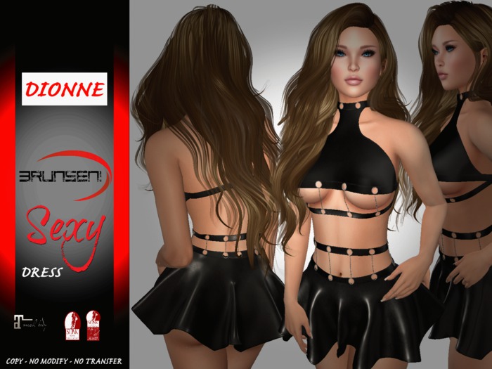 Brunsen! Dionne Sexy Leather Dress Maitreya Slink - Color Black