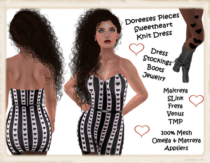 SWEETHEART KNIT STRAPLESS DRESS BLACK & WHITE STRIPE
