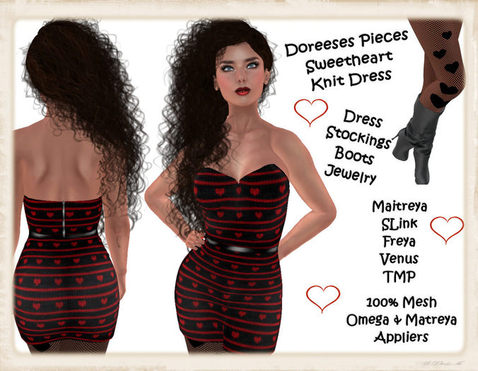 SWEETHEART KNIT DRESS BLK RED STRIPE