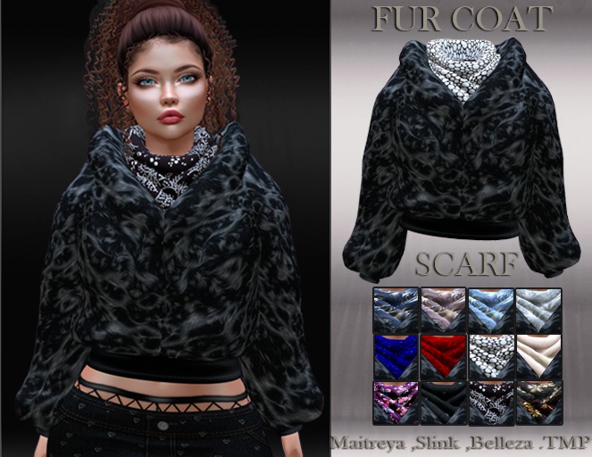 InStyl- FUR COAT -SCARF HUD -v1(Maitreya ,Slink ,Belleza.TMP)