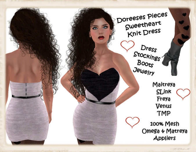 SWEETHEART KNIT DRESS BLACK HEART GREY