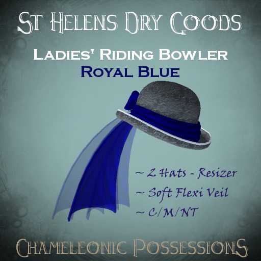 @LC@ Ladies Riding Bowler - Black Floral and Royal Blue