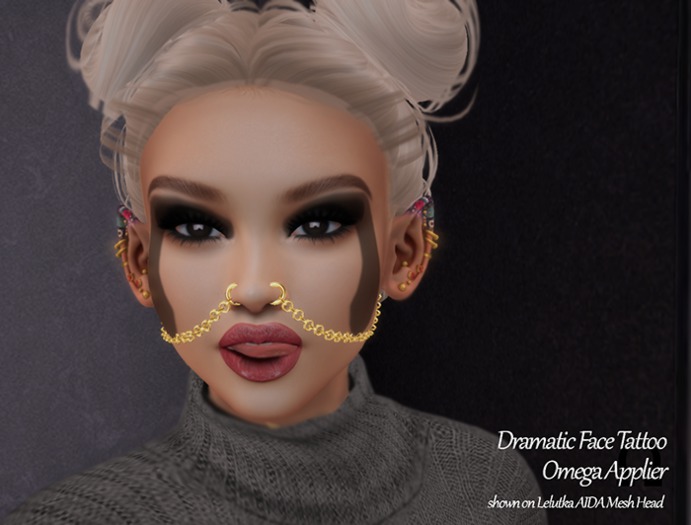 Dramatic Blk Face Tattoo