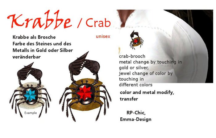 RP-chic crab brooch unisex