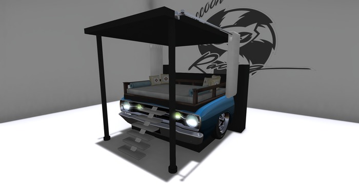 Raccoon Racing - Muscle Car Elevated Curtain Bed