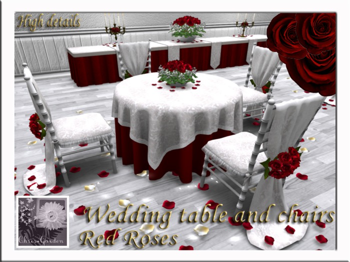 C*Wedding table and chairs Red Roses