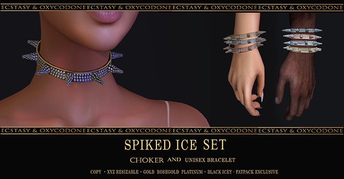 {E&O Spiked Ice Choker & Bracelet} -ROSE Gold HUD