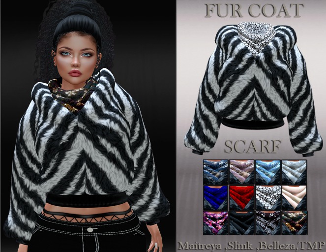 InStyl- FUR COAT -SCARF HUD -v2(Maitreya ,Slink ,Belleza.TMP)