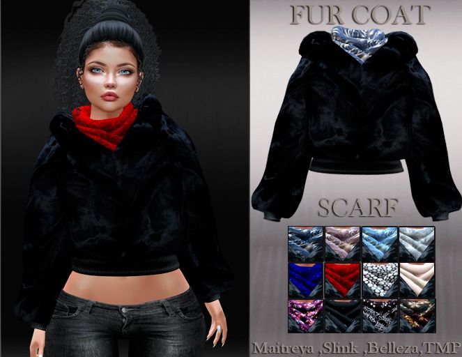 InStyl- FUR COAT -SCARF HUD -v3(Maitreya ,Slink ,Belleza.TMP)5-day promotion *Black Friday*