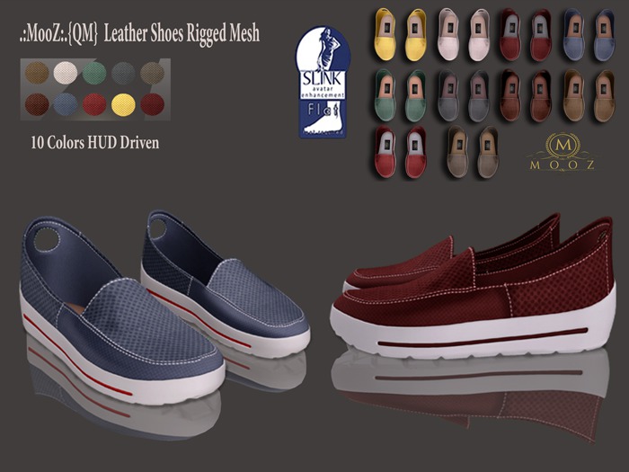 .:MooZ:.{QM} Leather Shoes Rigged Mesh (10 Colors)