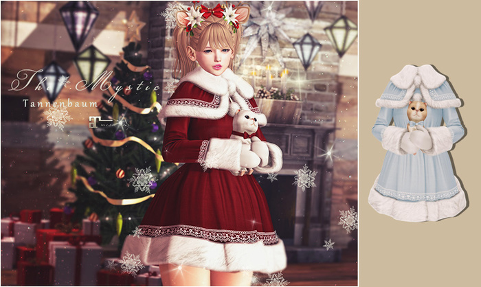 *The Mystic*Winter Fur Coat with Kitten (Sky) -Maitreya