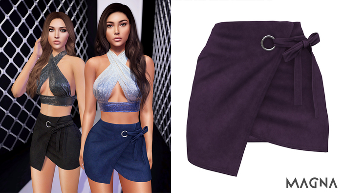 MAGNA - Suede Split Skirt (Voodoo)