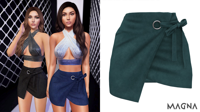 MAGNA - Suede Split Skirt (Spectra)