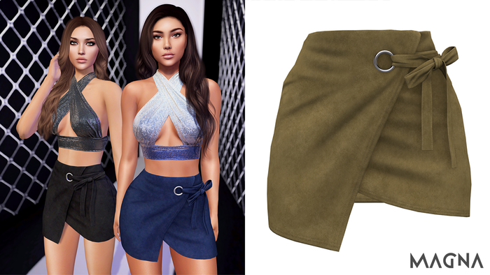 MAGNA - Suede Split Skirt (Shadow)