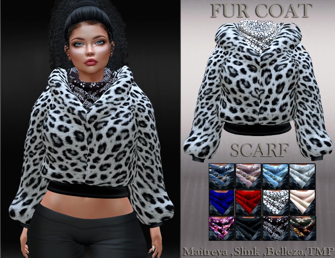 SALE! InStyl- FUR COAT -SCARF HUD -v4(Maitreya ,Slink ,Belleza.TMP)PROMO!!!up to 30