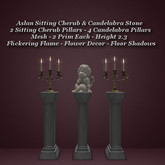 Aslan Sitting Cherub & Candelabra Stone