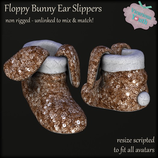 {V*Y} Floppy Bunny Ear Slipper - Glitter Copper