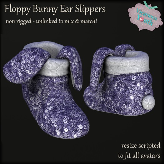 {V*Y} Floppy Bunny Ear Slipper - Glitter Grape