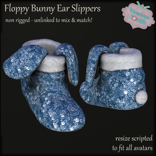 {V*Y} Floppy Bunny Ear Slipper - Glitter Sky