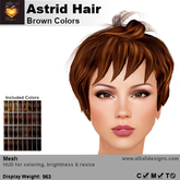 A&A Astrid Hair Brown Colors V2, short cute mesh hairstyle, low complexity