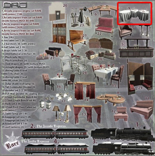 9 -DRD- AE - Train Car - Drape Table Set