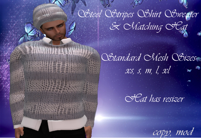 Steel Srtipe Shirt Sweater w/hat