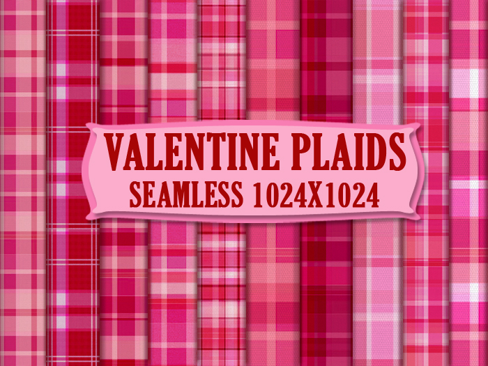 FULL PERM 10 Valentine Plaid Textures (seamless 1024)