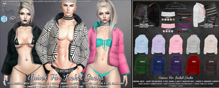 [ abrasive ] Fur Gem Choker - Darks B