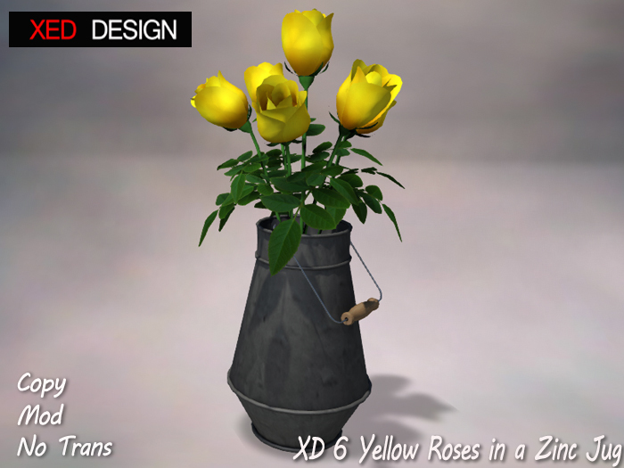 XD 6 Yellow Roses in a Zinc Jug