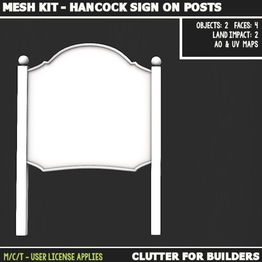 Clutter - Mesh kit - Hancock Sign on Posts