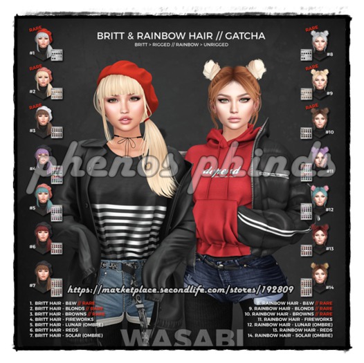 Wasabi // Rainbow Mesh Hair - Reds