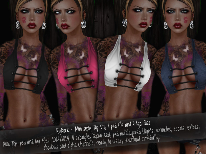 RipRock - Mini sexy Top V7, 1 psd file and 4 tga files