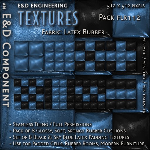 [FLR112] 8 Soft, Spongy Aqua Latex Textures Rubber Textures Rubber Cushions from E&D ENGINEERING
