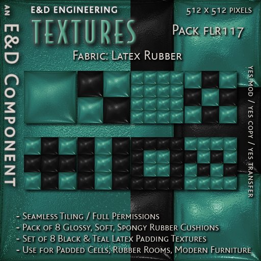 [FLR117] 8 Soft, Spongy Teal Latex Textures Rubber Textures Rubber Cushions from E&D ENGINEERING