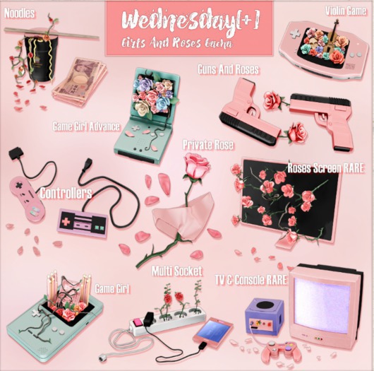 Wednesday[+] ~ Girls And Roses ~ Roses Screen - RARE