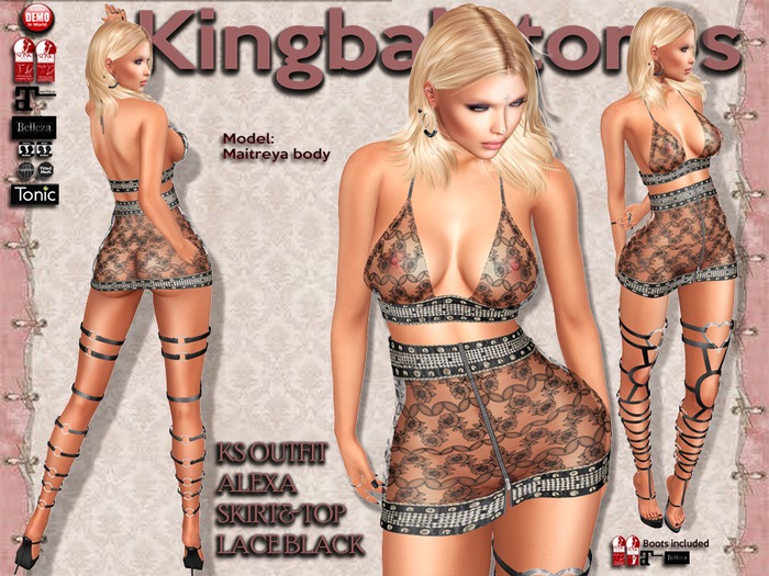 150 KS OUTFIT ALEXA SKIRT&TOP LACE BLACK