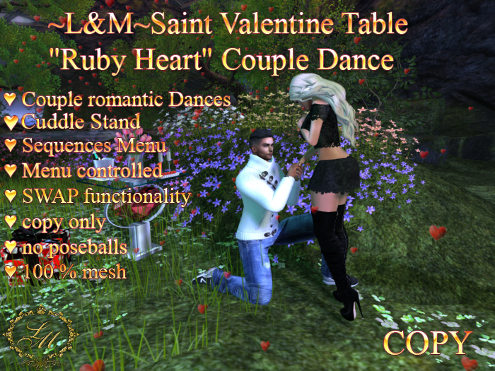 ~L&M~Saint Valentine Table "Ruby Heart" Couple Dance