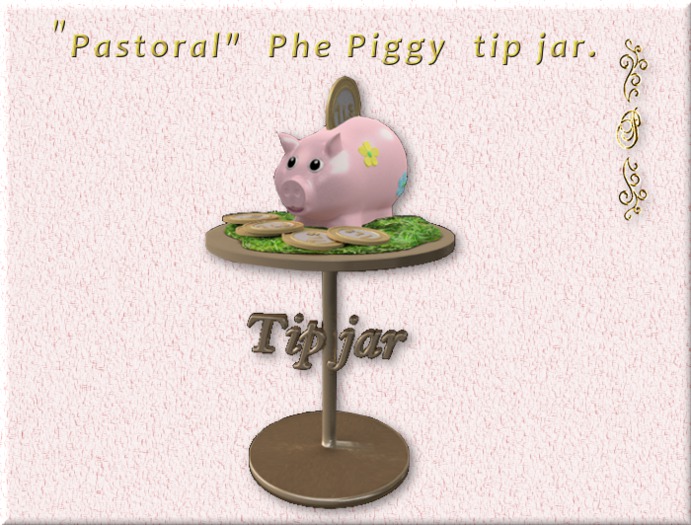"PASTORAL" tip jar. The Piggy