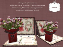 Happy Birthday Plaque card p77. With a Tulip Bouquet with a pretty Bow.