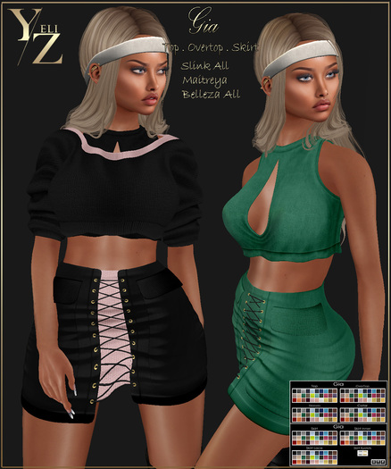 YELIZ MESH "GIA" TOP OVERTOP SKIRT w. HUD -DEMO-