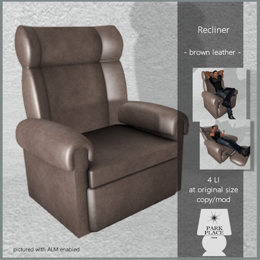 [Park Place] Recliner - Brown Leather