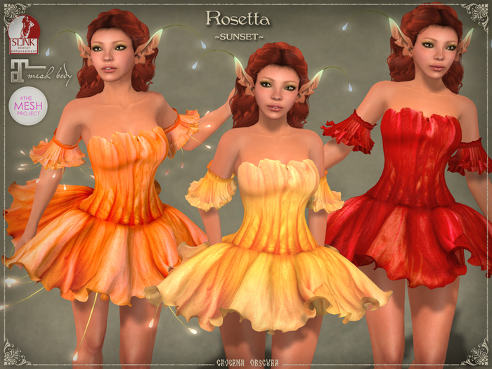 Rosetta Dress * SUNSET * - Maitreya, SLINK, TMP