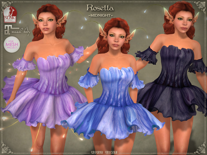 Rosetta Dress * MIDNIGHT * - Maitreya, SLINK, TMP